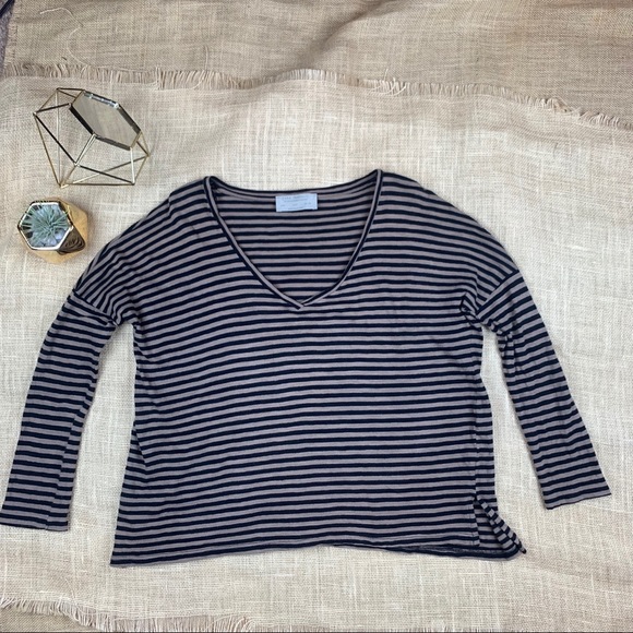 Zara Trafaluc Shirt Black Brown Striped Small - Picture 1 of 8